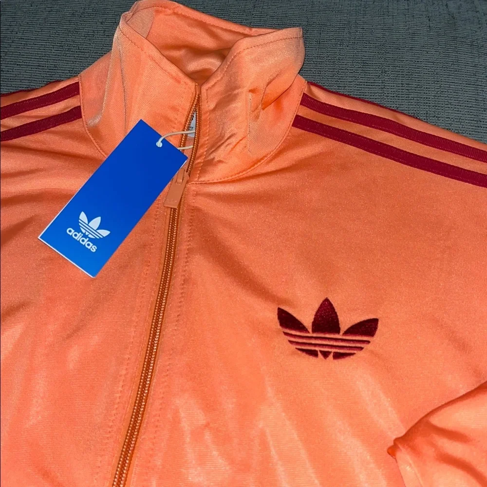 Adidas Originals Vibrant Coral Track Jacket with Red Logo - Picture 3 of 4
